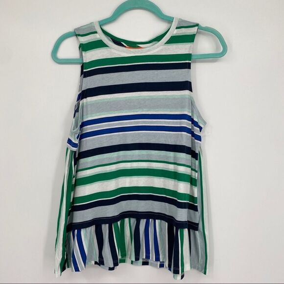 🐇 Joe Fresh Shirt Tank Top Blouse Striped Blue M - Picture 1 of 6